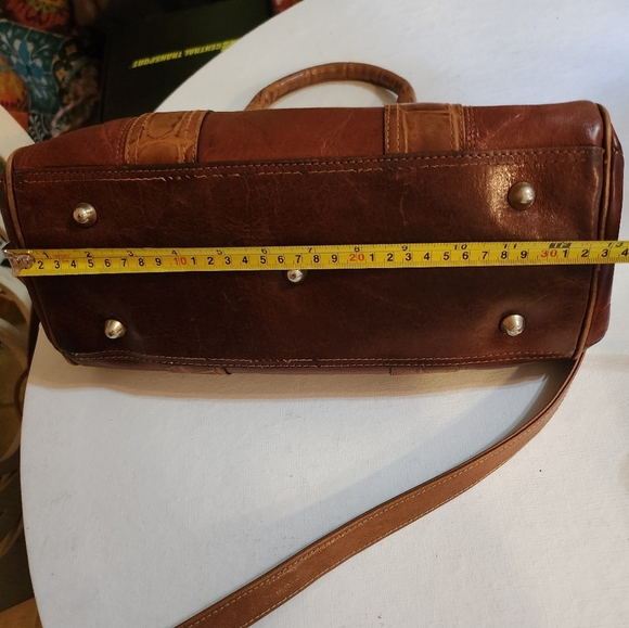 Vintage Jean Michel Cognac Top Handle Satchel with Croc Embossed Trim - Picture 11 of 16